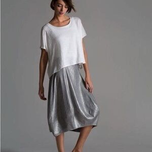 NWOT Eileen Fisher Lantern A-Line Skirt Bubble Hem in Linen Blend.